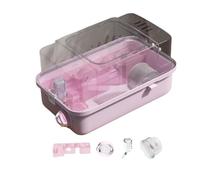 B Baosity Cage à Hamster Double Couche Spacieuse avec Couvercle Transparent, Idéale pour Les Petits Animaux comme Les Cochons d'Inde, Les Planeurs de Sucre, Rose