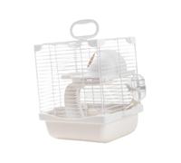 B Baosity Cage de Transport à 2 Niveaux pour Hamsters et Souris, avec Plateau Inférieur Amovible et Châssis surélevé. Dimensions : 19 X 23 X 28 Cm, Blanc