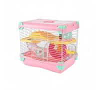 B Baosity Cage pour Hamster Structure Grillagée Double Accès Accessoires Ludiques Socle Haut Stabilité Renforcée Adaptée aux Amateurs de Rongeurs Élevage Intérieur, Rose, 1-Couche 617