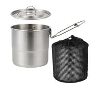 B Baosity Camping de Cuisson Portable Ustensile de Cuisine Extérieur Acier Inoxydable avec Poignée et Couvercle Adaptée pour Randonnée