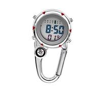 B Baosity Carabiner Montre Digitale Multifonction avec Boucle Montre de Poche Électronique Montre D'Alarme Lumineuse Montre Sportive Adaptée pour Femmes Hommes, Rouge