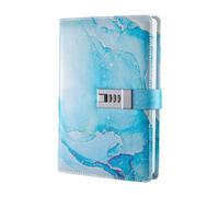 B Baosity Carnet avec Bloc-notes, Agenda Personnel Verrouillable et Résistant à L'eau, Carnet En Cuir PU avec Fermeture éclair et Couverture de Protection, Bleu ciel