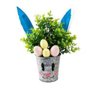 B Baosity Centre de Table de Pâques avec Plantes Artificielles en Pot et Fausses Feuilles Vertes.