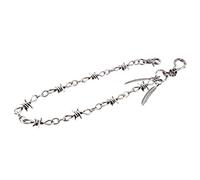 B Baosity Chaîne de Pantalon Pendentif Plume Vintage et Gothique Porte-clés de Pantalon Portefeuille Jeans Punk Motorcyle Rock - argent, comme décrit