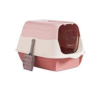 B Baosity Chatière Fermée avec Couvercle et Porte Avant, Litière Fermée pour Chat, Bac à Litière Amovible avec Couvercle, Pot pour Chaton, Rose