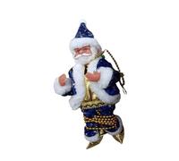 B Baosity Climbing Santa Sculpture d'escalade sur Perles avec Mouvement Musical Ornement de Noël Électrique en Tissu PP Alliage de Zinc Adaptée à La Décor, Bleu