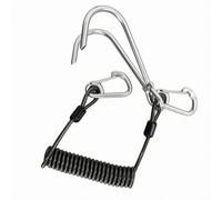 B Baosity Corde de Plongée avec Mousquetons Métalliques Double Face Acier Inoxydable 316 et Corps Spiralé Bonne Élasticité Protection des Extrémités Convient, Gris Foncé, 1,8 Mètre