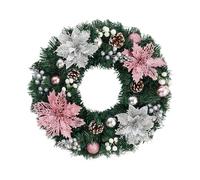 B Baosity Couronne de Noël Ornée de Branches de Sapin Artificielles Baies Boules Décoratives et Pommes de PVC Décoration Suspendue Adaptée à La M, 50cm