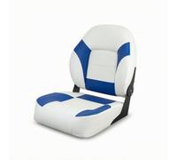 B Baosity Coussin de Siège de Bateau Siège de Timonier Dossier Profilé Assise Moulée de Fixation Ronde Revêtement Cuir PVC Marin Mousse Dense pour Confort, Bleu Et Blanc