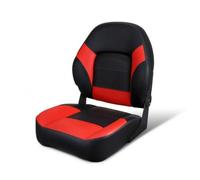 B Baosity Coussin de Siège de Bateau Siège de Timonier Dossier Profilé Assise Moulée de Fixation Ronde Revêtement Cuir PVC Marin Mousse Dense pour Confort, Rouge Et Noir