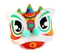 B Baosity Coussin Lion Chinois Oreiller Décoration Festive Peluche Douce Rembourrage Moelleux Housse Velours Fonction Lavable Adapté pour Salon Chambre Mariage, Rouge Vert