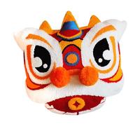 B Baosity Coussin Lion Chinois Oreiller Décoration Festive Peluche Douce Rembourrage Moelleux Housse Velours Fonction Lavable Adapté pour Salon Chambre Mariage, Bleu Rouge