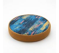 B Baosity Coussin Sol Tressé Ferme Pouf Rond, Diamètre 40 Cm, Hauteur 10 Cm, Multicolore