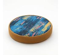 B Baosity Coussin Sol Tressé Ferme Pouf Rond, Diamètre 60 Cm, Hauteur 10 Cm, Multicolore
