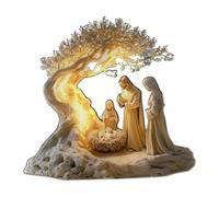 B Baosity Crèche de Noël à Poser, 18 X 20 Cm, avec Support, Décoration Chrétienne En Acrylique Plat 2D.