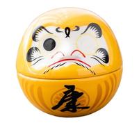 B Baosity Daruma Doll Objet D'Art Décoratif Céramique Miniature Figurine Porte- Sculptée Convient à La Maison Étagère Chambre Bureau Célébration, Jaune