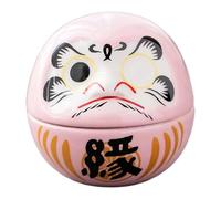 B Baosity Daruma Doll Objet D'Art Décoratif Céramique Miniature Figurine Porte- Sculptée Convient à La Maison Étagère Chambre Bureau Célébration, Rose