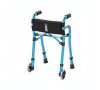 B Baosity Déambulateur Pliable avec Siège Aide à la Marche Cadre à Roulettes en Alliage d'Aluminium Léger et Stable Pliage Compact 0.83m×0.21m Adapté aux, Bleu, De Luxe Avec Lumière