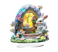 B Baosity Décoration de Pâques : Lapin de Jardin Féerique, 19 X 20 Cm, Multifonctionnelle, Collection Traditionnelle, Acrylique Plat 2D Imperméable, Style A
