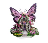 B Baosity Décoration de Table 2D en Forme de Maison avec Papillon, Plaque Décorative en Acrylique pour Cheminée, Chambre à Coucher