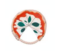 B Baosity Disque pour Chiens Jouet Disque Chien Jouet Corde Jouet Mâchouillage Disque Textile avec Coutures Visibles et Poignée en Corde pour Meilleure Prise, Grand Frisbee Pizza 21cm 85g