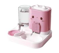 B Baosity Distributeur Automatique de Croquettes 2 en 1 pour Chats et Petits Chiens, Portable et Compact, avec Gamelle Amovible, Rose