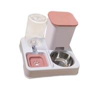 B Baosity Distributeur Automatique de Croquettes et d'eau 2 en 1 pour Chatons, Chiots et Lapins. Surface Lisse et Pratique. Double Gamelle Amovible, Rose Blanc