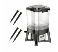 B Baosity Distributeur Automatique de Poisson pour Étang Nourrisseur de Bassin Mangeoire Solaire Minuterie avec Écran Numérique et Boutons Piquets Fournis et