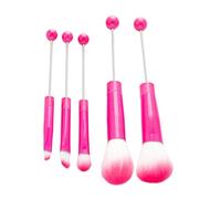 B Baosity Ensemble de 5 Pinceaux de Maquillage pour Les Yeux, Pinceaux Coudés Premium, Manche En Métal pour Sourcils, Kits D'outils de Maquillage, Pinceaux, rose rouge