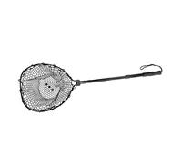 B Baosity Épuisette de Pêche Pliable et Portable en Aluminium, Filet en Silicone Souple, Mécanisme Télescopique et Sangle Intégrée, Idéale pour Les Pêcheurs, Pôle Noir Filet Noir
