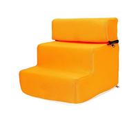 B Baosity Escalier Portable pour Chien, Rampe Antidérapante et Confortable à 3 Marches pour Lit Haut, Orange