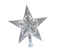 B Baosity Étoile Arbre de Noël Décoration Cime Ornement Couronne Cinq Pointes Structure Creuse Fabriquée en PP Convient pour Déguisement Fête Cadeau Maison, Argent