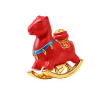 B Baosity Figurine de Cheval à Bascule, Objet de Décoration de Bureau, Sculpture Artisanale En Résine Portable pour Salon, Chambre, Décoration Intérieure, Rouge