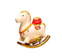 B Baosity Figurine de Cheval à Bascule, Objet de Décoration de Bureau, Sculpture Artisanale En Résine Portable pour Salon, Chambre, Décoration Intérieure, Blanc