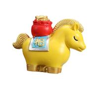 B Baosity Figurine de Cheval, Cadeau de Nouvel An, Sculpture Décorative, Petite Statue D'animal, Ornement de Voiture Ou de Bureau, Cadeau de Pendaison de Cr, Jaune