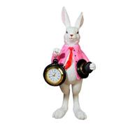 B Baosity Figurine Lapin Gentleman Sculpture Animale Résine Horloge Ornement Créatif Décoration Intérieure Convient Bureau Salon Chambre, Rose