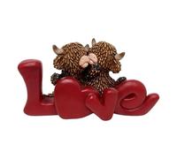B Baosity Figurine Vache Ornement Résine Statuette Animal Décoration Table Cœur Design Charmant Cadeau Adapté Salon Bureau Chambre Ambiance Collection, avec Amour