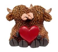 B Baosity Figurine Vache Ornement Résine Statuette Animal Décoration Table Cœur Design Charmant Cadeau Adapté Salon Bureau Chambre Ambiance Collection, avec Coeur