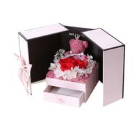 B Baosity Fleurs Stabilisées, Cadeau Romantique Fait Main avec Un Adorable Ourson et des Roses, Idéal pour Un Anniversaire, La Fête des Mères Ou Toute Autre OCC, StyleC