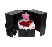 B Baosity Fleurs Stabilisées, Cadeau Romantique Fait Main avec Un Adorable Ourson et des Roses, Idéal pour Un Anniversaire, La Fête des Mères Ou Toute Autre OCC, Modèle A