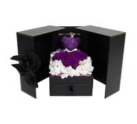 B Baosity Fleurs Stabilisées, Cadeau Romantique Fait Main avec Un Adorable Ourson et des Roses, Idéal pour Un Anniversaire, La Fête des Mères Ou Toute Autre OCC, StyleB