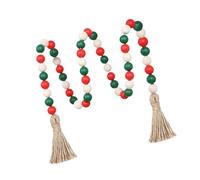 B Baosity Guirlande de Noël en Perles de Bois avec Pompons, Style Rustique et Champêtre, Décoration, Ornement Mural pour Plateau de Table de Fête