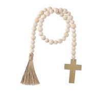 B Baosity Guirlande de Perles en Bois pour Pâques, Décoration de Pâques, Perles de Style Champêtre, Perles Bohèmes avec Pompon, Idéale pour Un Anniversaire Ou C, 85 cm