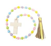 B Baosity Guirlande de Perles en Bois pour Pâques, Décoration de Pâques, Perles de Style Champêtre, Perles Bohèmes avec Pompon, Idéale pour Un Anniversaire Ou C, 99 cm