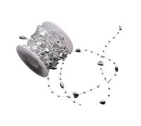 B Baosity Guirlande de Perles Noël Chaîne Décorative Perles Rouleau Décoration Arbre Mariage Création Bijoux Matériau PP Souple et Flexible pour Décoration, Coeur D'argent