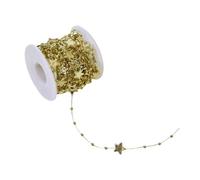 B Baosity Guirlande de Perles Noël Chaîne Décorative Perles Rouleau Décoration Arbre Mariage Création Bijoux Matériau PP Souple et Flexible pour Décoration, Étoile D'or