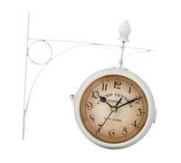 B Baosity Horloge Murale Décorative à Suspendre, en Métal, 21,8 Cm, Double Face, Style Rétro, Idéale pour L'entrée, Le Salon, Le, Le Porche Ou La Salle, Blanc