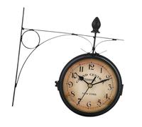 B Baosity Horloge Murale Décorative à Suspendre, en Métal, 21,8 Cm, Double Face, Style Rétro, Idéale pour L'entrée, Le Salon, Le, Le Porche Ou La Salle, Noir
