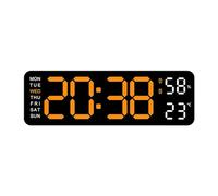 B Baosity Horloge Murale Numérique Écran Led Multifonction Température Humidité Semaine Réveil Snooze Matériau Pp Adaptée pour Bureau Maison Chambre Salon, orange clair blanc