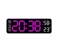 B Baosity Horloge Murale Numérique Écran Led Multifonction Température Humidité Semaine Réveil Snooze Matériau Pp Adaptée pour Bureau Maison Chambre Salon, rose rouge clair noir